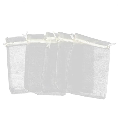 DIKACA 100個 網紗束口袋 米白 小物収納バッグ 結婚式キャンディーポーチ ジュエリーやお菓子保管用 多用途ラッピング巾着バッグ