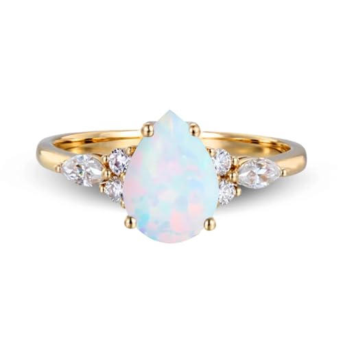 1-5 Carat Teardrop Gemstone and Moissanite Wedding Ring 10K 14K 18K Solid Gold Pear Cut Gemstone Engagement Ring Promise Ring for Women4