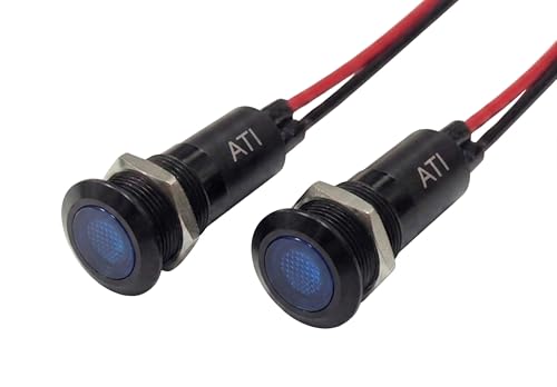 Alpinetech 2PCS PLB12M 12mm LED 48V Metal Azul miniatura 1