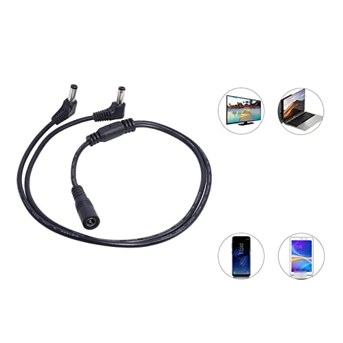 BYUTFA Stromkabel DC Power 1 Buchse auf 2 abgewinkelte Stecker Splitter Adapter Stecker Kabel 5,5 mm x 2,1 mm 12 V für CCTV-Kamera-LED-Streifen