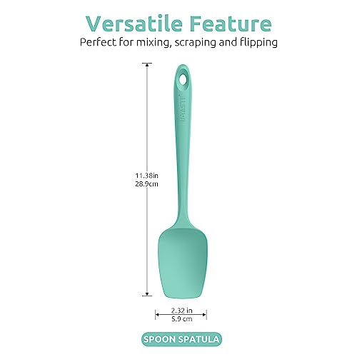 Image of U-Taste Silicone Spoon Spatula Set of 3, 600F High Heat Temp, Aqua Sky