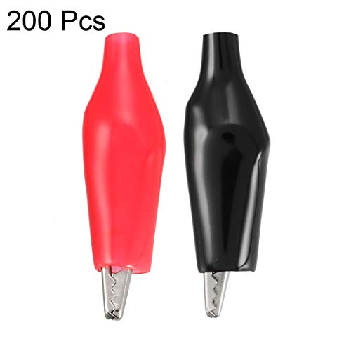 Image of uxcell Alligator Clips Clamps, Crocodile Alligator Jumper Electric Test Clips Helper with Protective Insulation Cover for Circuit Testing, 200pcs