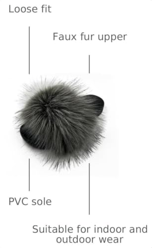 Image of Women's Faux Fur Slides Slippers Fluffy Fuzzy Sandals Open Toe Furry Slide Flip Flop Indoor Outdoor