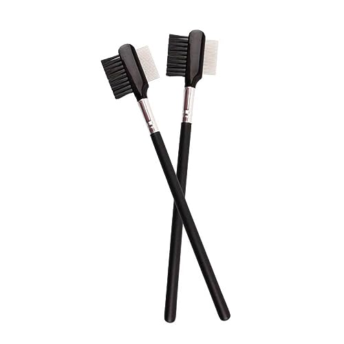 FRCOLOR 2pcs Eyebrow Combs Eyelash Brush Set Wooden Handle Sturdy Fine Pins Makeup Tool for Women