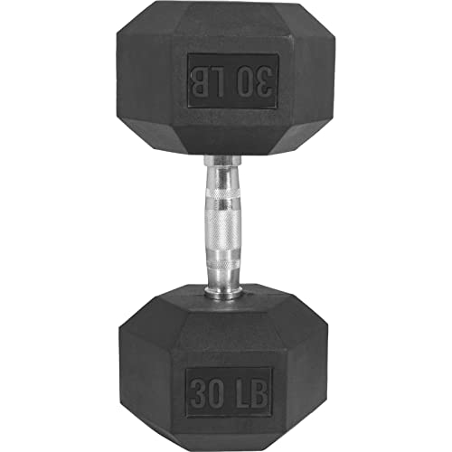 Gorilla Sports® Hex Dumbbell - 5-60 Lb, Single Weight, Cast Iron, Rubber Encased Caps, Black - Hexagonal Dumbbells, Strength Training Weights, Weightlifting, Fitness Home Gym Equipment #TOP2