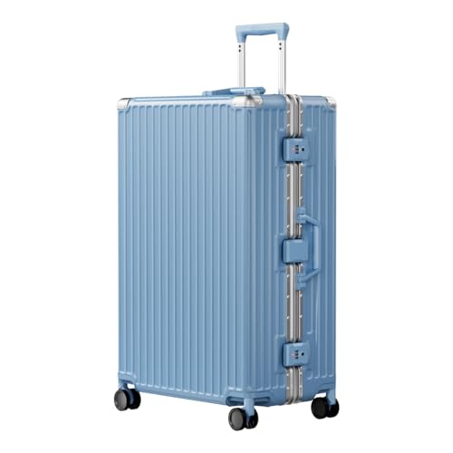 AnyZip Luggage PC+ABS Aluminum Frame Zipperless Checked Luggage Hard Shell Suitcase with TSA Lock Double Spinner Wheels 28 Inch Haze Blue