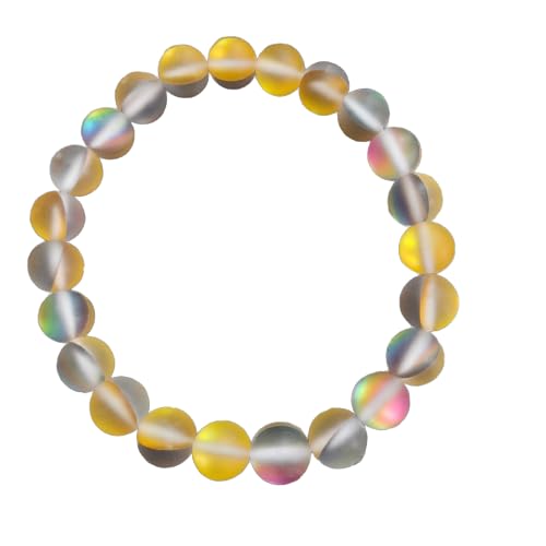 New Shyam Agate Rainbow Yellow Angel Aura Quartz Bracelet, Aqua Aura Bracelet 8mm, Metaphysical Crystals, Crystals, Gemstones Bracelet For Men, Women, Boys,Girls Best For Gifting & Personal Use.