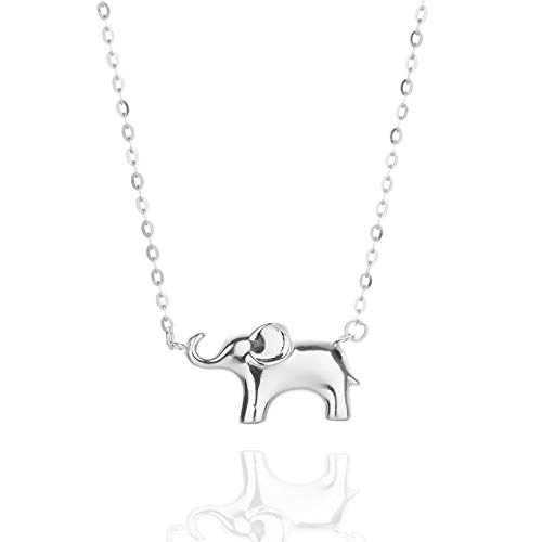 MEMF S925 Sterling Silber Halsketten mit Elefant Anhänger Filigrane Kette Halskette inspiriert Tier Schmuck für Frauen Mädchen (Silver) Cover