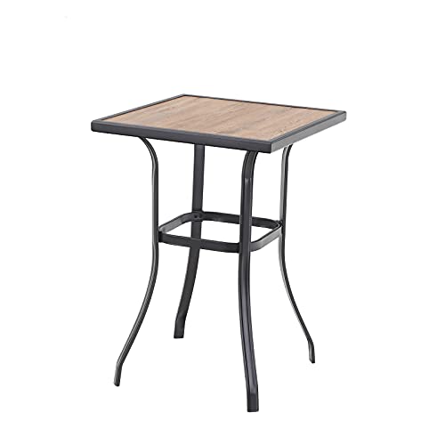 MFSTUDIO 27.5" Outdoor Square Metal Frame Bar Table, Patio Bar Height