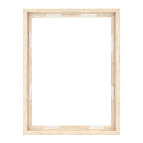 Image of MCS Canvas Float Frames 18x24 Frame, Natural Woodgrain for Finished Canvases, Vertical & Horizontal Wall Hanging Large with Adhesive for Canvas Paintings (1-Pack)
