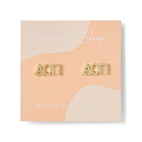 Sorority Shop Alpha Omicron Pi Earrings — AOP 18K Gold Plated Sorority Gifts Earrings, Long-Lasting Alpha Omicron Pi Gifts for Women2