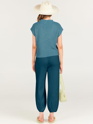 Image of ANRABESS Women's Two Piece Outfits Sweater Sets Knit Pullover Tops and High Waisted Pants Tracksuit Lounge Sets