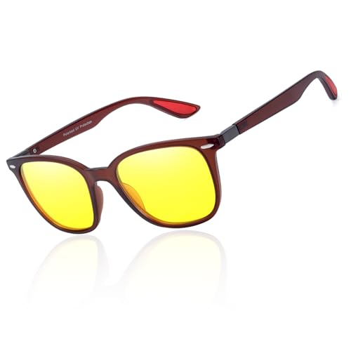 TJUTR Night Vision Glasses for Women Men, Headlight Glasses for Driving at Nighttime Glare Cut Enhance Vision Yellow Lens
