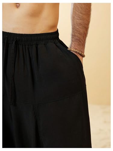 OYOANGLE Men's Hippie Harem Pants Elastic Drawstring Waist Loose Fit Drop Crotch Jogger Trousers4