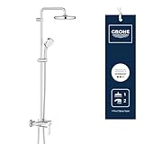 GROHE Tempesta Cosmopolitan 210 - Sistema de ducha con monomando (montaje en pared, brazo de ducha de 390 mm, altura ajustable, sistema antical), cromo, 26224001