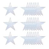 QUARKZMAN Silberne Laser-Stern-Ausschnitte Dekoration, 24 Stück 6 doppelseitig bedruckte Papierstern-Ausschnitte Konfetti-Kartonsterne Dekorationen für Pinnwand Wand Klassenzimmer Party