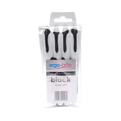 Finchley Ergo-Brite Drywipe Marker Rubber Grip Black (Pack of 4) JN10106+ free refill pen (8)