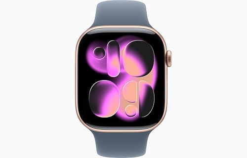 Image of Apple Watch Series 11 [GPS, 46mm] Rose Gold Aluminum Case with Anchor Blue Sport Band, M /L (Renewed)