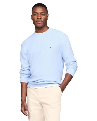 Image of Tommy Hilfiger Men's Waffle Knit Crewneck Sweater Lightweight Pullover, Also Available in Big & Tall
