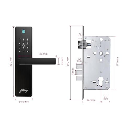 Image of Godrej 'New Launch' Smart Lock | Neo Prime Digital Lock for Wooden Door | Fingerprint, PIN, RFID Card & Mechanical Key | 4 in 1 Access | Titanium Grey |3 Yrs Warranty