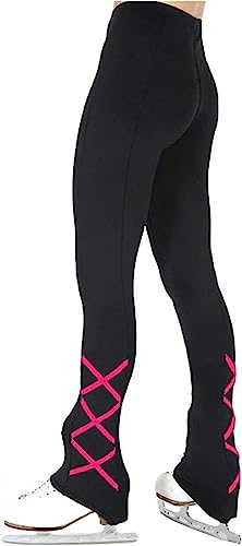 Exercício Correndo Calças infantis de patinação artística, leggings de lã listradas coloridas à prov