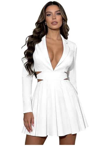 Robe blazer revers et manches longues ensemble jupe plissée femme