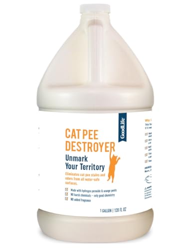 Good Life Solutions(グッドライフソリューションズ) 猫のおしっこ駆除器 - 猫のおしっこ汚れ&尿臭除去剤 家庭用- 猫用消臭剤 トイレ/カーペット/マットレス/ソファ/家具/床用 (1ガロン)