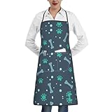 Hgvcse Delantal unisex con diseño de huesos y garras de perro, para cocina, cocina, barbacoa, bolsillo, madre, papá, regalo para chef, Blanco, talla única