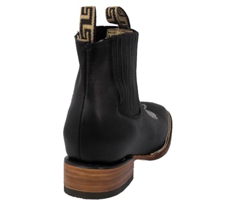 El Presidente Mens Black Chelsea Boots Solid Leather Casual Cowboy Wear3