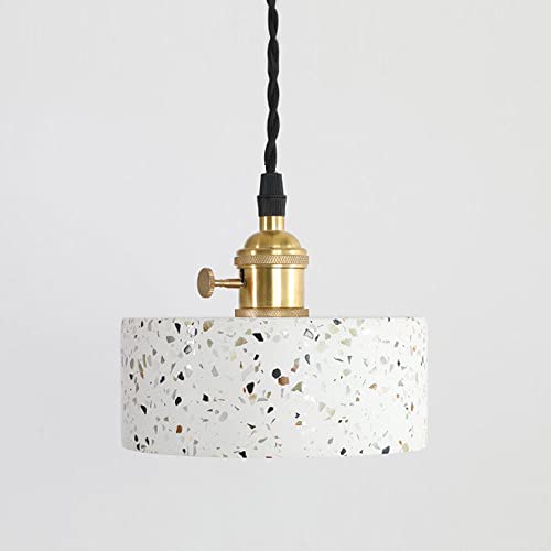 Lampe suspendue Loft en ciment blanc et terrazzo rustique avec douille E27