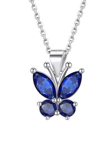 Bestyle Cute Butterfly Birthstone Necklace for Women, Dazzling Cute Silver/Gold Necklace Choker Chain, Great Birthstone Jewelry for Her