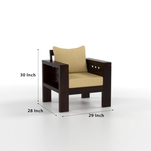 Image of NATRAJ ART & CRAFT Sheesham Wood 5 Seater Sofa Set for Living Room | Wooden Sofa Set for Living Room Furniture (3+1+1 Seater, Walnut Finish)