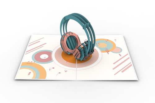 Sweetpopup® 3D Pop Up Karte Glückwunschkarte Geburtstagskarte Grußkarte Glückwunsch Geburtstag Musik | Filigran Handgefertigt | Geschenkkarte Kopfhörer/Headphone, 092
