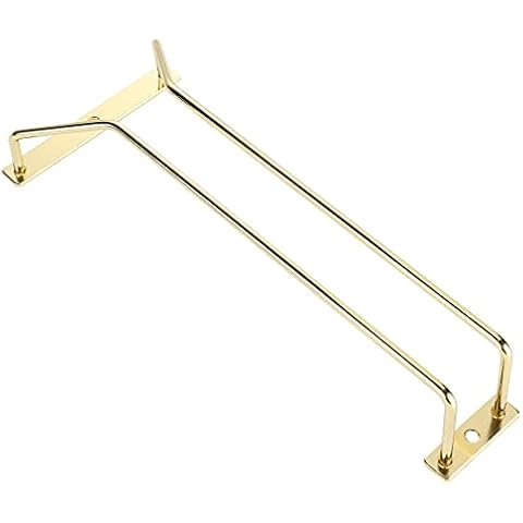 Dianoo 27.5cm Gold Wine Glass Rack Under Cabinet, Wine Glass Holder Under Shelf, Stemware Rack, Wine Glasses Storage Hanger, 1 Row Cover