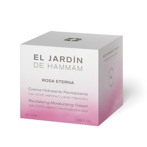 El Jardín de Hammam - Crema Hidratante Revitalizante Rosa Eterna - Con Extracto de Rosa, Aceite de Oliva, Vitamina C y Acido Hialurónico 4D - 50 ml
