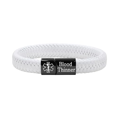 Oneress Pulsera médica anticoagulante grabada a medida, ideal para personas mayores y de la tercera edad, brazalete para identificar afecciones médicas YA5551