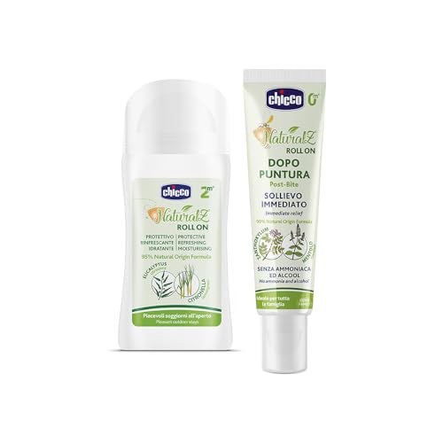 Chicco Set Protezione Naturale dagli Insetti, con Roll On Protettivo 60 ml, Roll On Dopopuntura 10 ml, Protezione per l'Estate, con Citronella ed Eucalipto, Delicato sulla Pelle dei Bambini