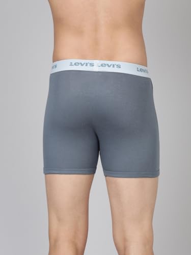 Image of Levi's 001 Classic Boxer Brief for Men | 100% Pure Cotton | Solid | Mid-Rise Men's Underwear | Anti-Roll Waistband | Durable Comfort with Extra Supportive Gusset | Functional Fly | Pack of 2