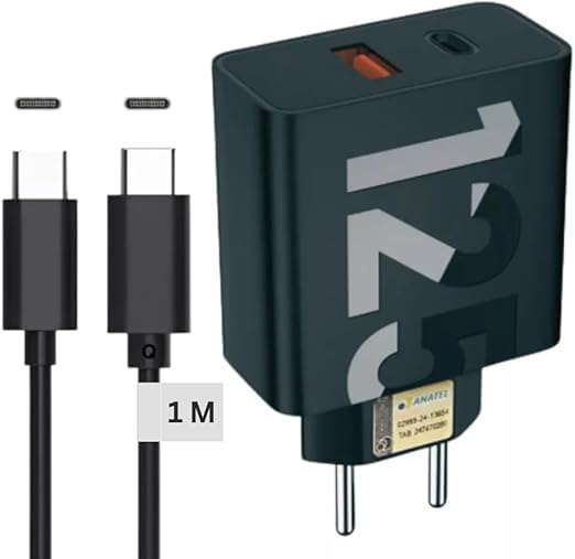 Carregador Turbo 125W 4.0-2 Entrada Tipo C/USB + Cabo USB-C 1M – ...