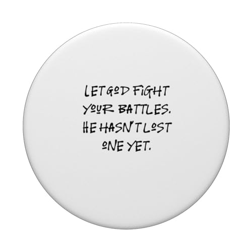 Inspirational Religious Quotes, "Let God Fight Your Battles" PopSockets Swappable PopGrip, Black - Image 3