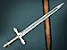 HUNTEX Exclusive Legendary Damascus Steel Medieval Crusader Excalibur Gold Replica Sword 37 Inch Long, Razor Sharp with Genuine Leather Scabbard
