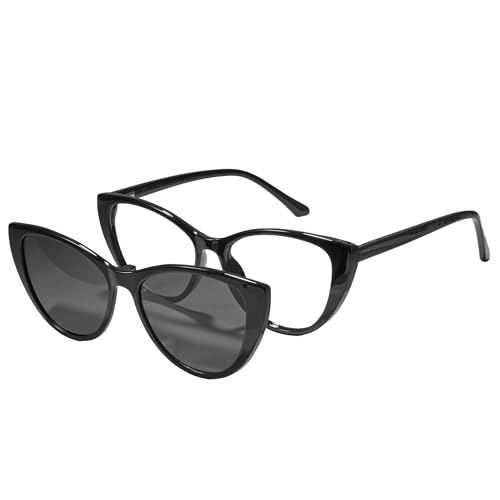 Cyxus Cat Eye Magnetic Clip-On Sunglasses Women Polarized Blue Light Blocking UV400 Protection P1221