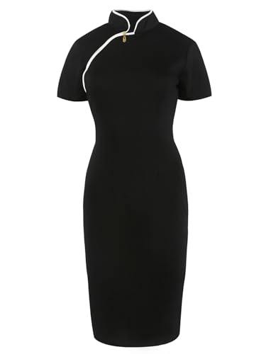 oxiuly Women's Vintage Floral Flare Party Wedding Stretch Bodycon Dresses Casual Work Pencil Dress OX1834