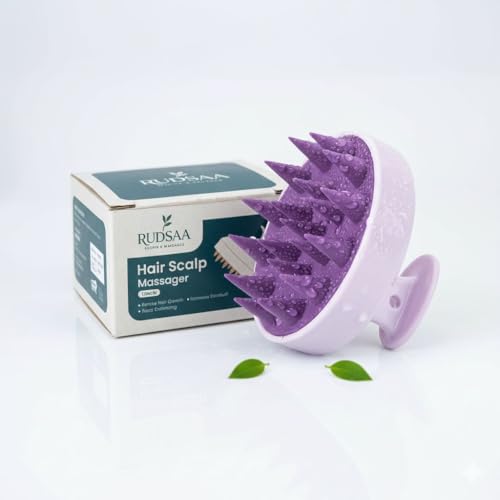 RUDSAA Scalp Massager & Shampoo Brush - Soft Bristles for Hair Wash & Oiling, Gentle Scalp Massage, Improves Blood Circulation, Deep Cleaning, Relaxing Head Massager for Men & Women - purple
