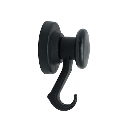 Black Rubber Coated Neodymium Magnet with Swivel Hook for Holding Rope Wires and Clothing - 43mm dia (Pack of 20) - Image 3