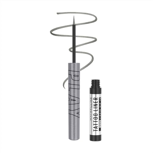 Image of Maybelline New York Tattoo Play Metallic Silver Liquid Eyeliner, Metallic | Longwear Waterproof Eyeliner, 2.1ml