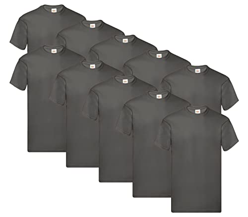 Vêtement de type T-shirt Fruit of the Loom Original lot de 10 graphite taille M basique