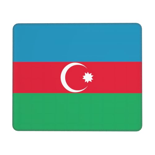 Tapis de souris carré imprimé drapeau de l'Azerbaïdjan 25,4 x 30,5 cm – Base en caoutchouc antidérapant pour ordinateur portable, accessoires de bureau