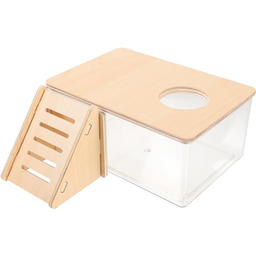 FONDOTIN Caja De Baño De Arena Transparente para Hámster y Gerbilos con Escalera De Contenedor De Baño De Arena para Mascotas Ideal para Decoración y Aseo 2 Pcs