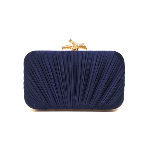Image of Gold Clutch Purses for Women, Branch Clasp Pleated Evening Bag, Wedding Handbag for Prom, Cocktail & Formal Events